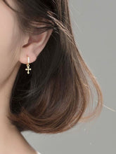 Load image into Gallery viewer, 925 Gold Silver Cross Earring
