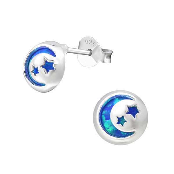 925 Silver Moon And Starts Blue Opal