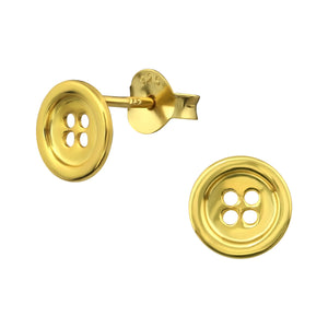 925 Gold Silver Button  Earring