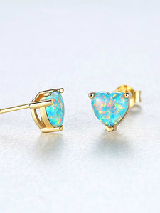 925 Opal Silver Heart Earring