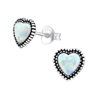 925 Silver Flower Heart Earring