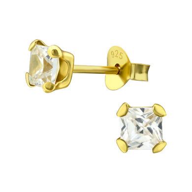 925 Gold Silver Square Earring