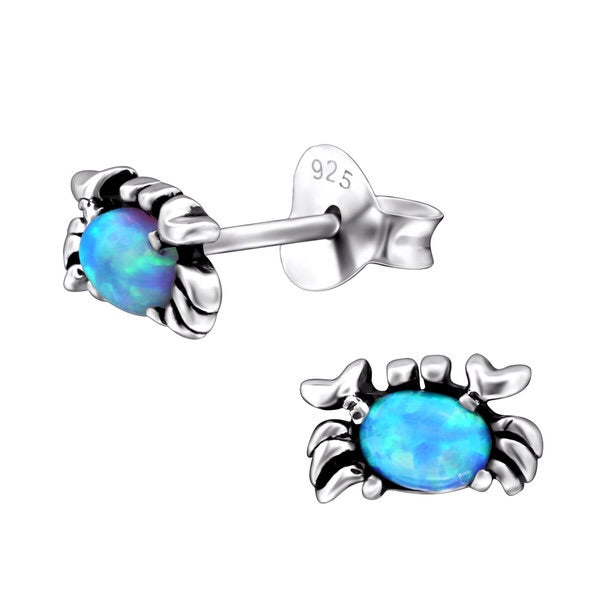 925 Silver Crab Blue Opal