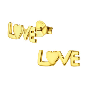 925 Gold Silver Love Earring