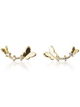 Load image into Gallery viewer, 925 Silver Gold Butterfly Earring