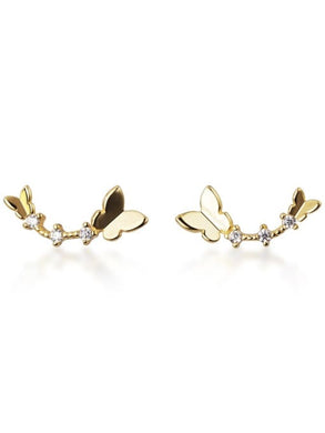 925 Silver Gold Butterfly Earring