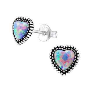 925 Silver Flower Heart Earring