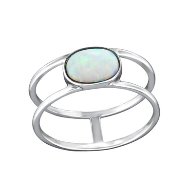 925 Opal Silver Double Line Ring