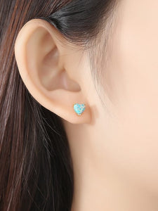 925 Opal Silver Heart Earring