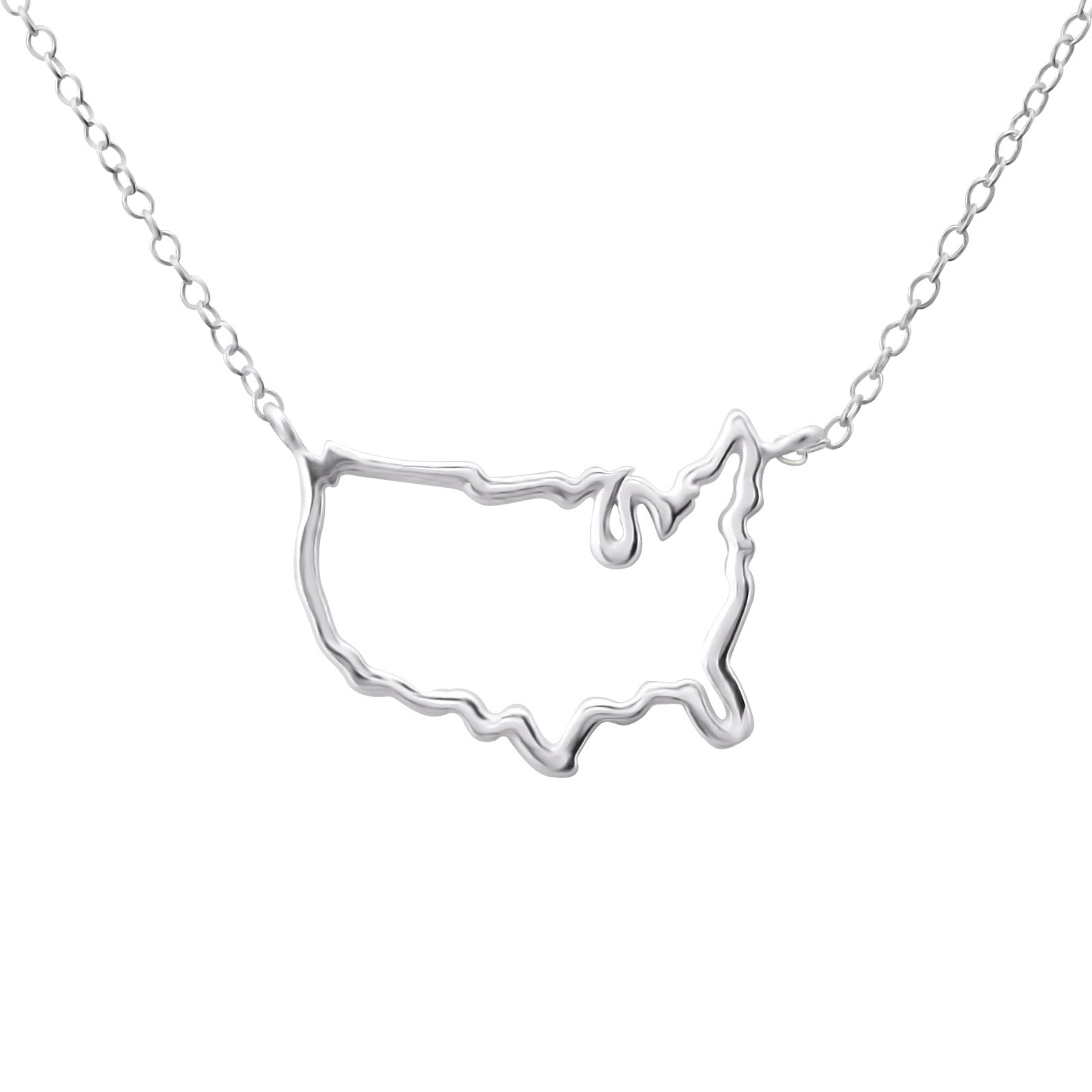 925 Silver Usa Map Necklace
