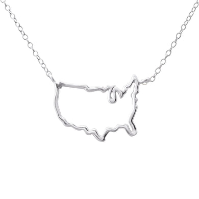 925 Silver Usa Map Necklace