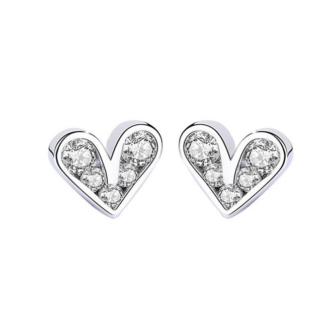 925 Silver Heart Diamond Earring