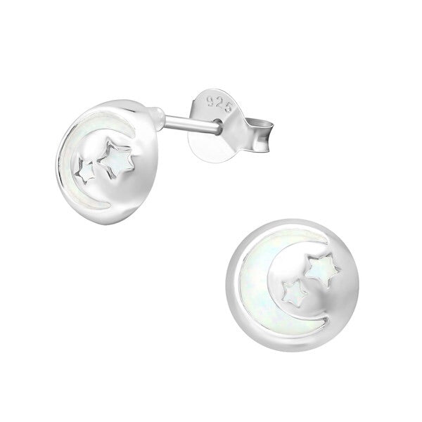 925 Silver Moon And Starts White Opal