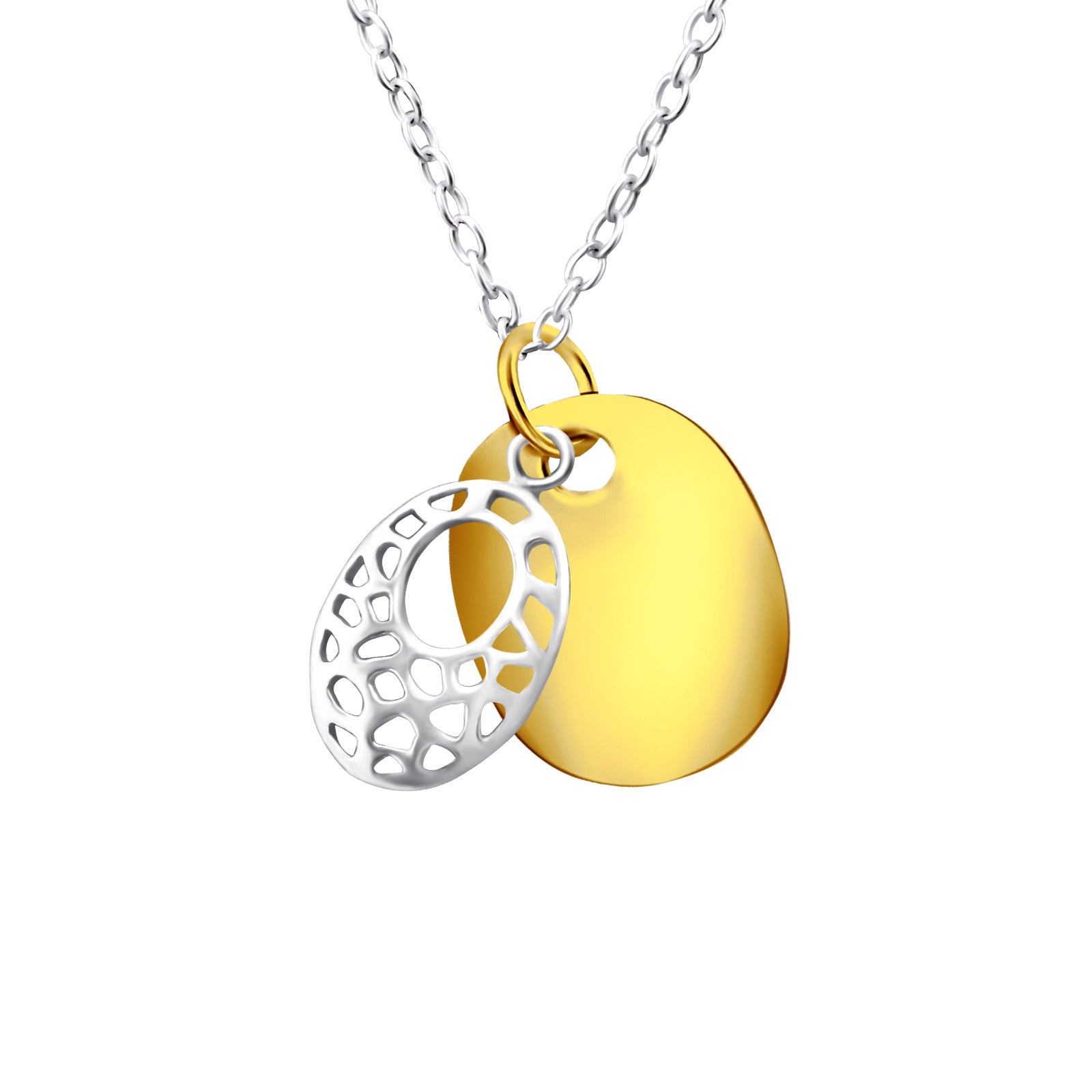 925 Silver Patterned Oval Necklace
