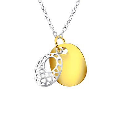 925 Silver Patterned Oval Necklace
