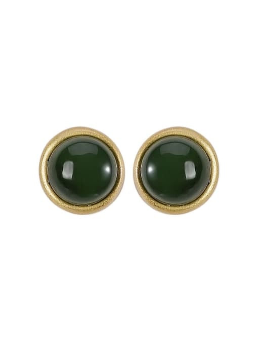 925 Gold Silver Jade Earring