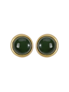 925 Gold Silver Jade Earring