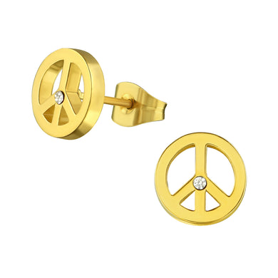 Gold Titanium Peace Crystal Earring