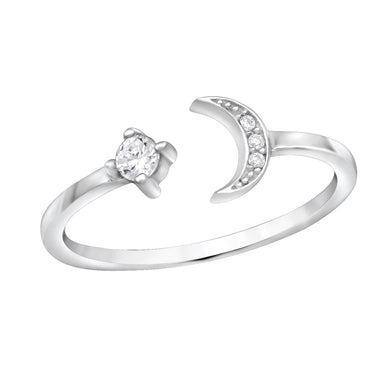 925 Silver Open Moon Ring