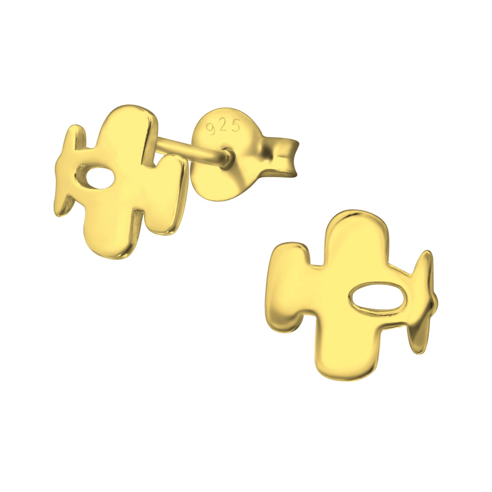 925 Gold Silver Plane Earring