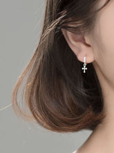 Load image into Gallery viewer, 925 Gold Silver Cross Earring