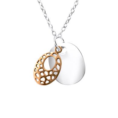 925 Silver Petterned Oval Necklace