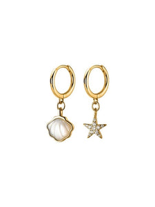 925 Gold Silver Starfish Shells Earring