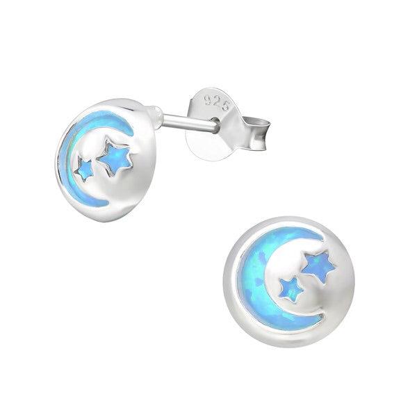 925 Silver Moon And Starts Blue Opal