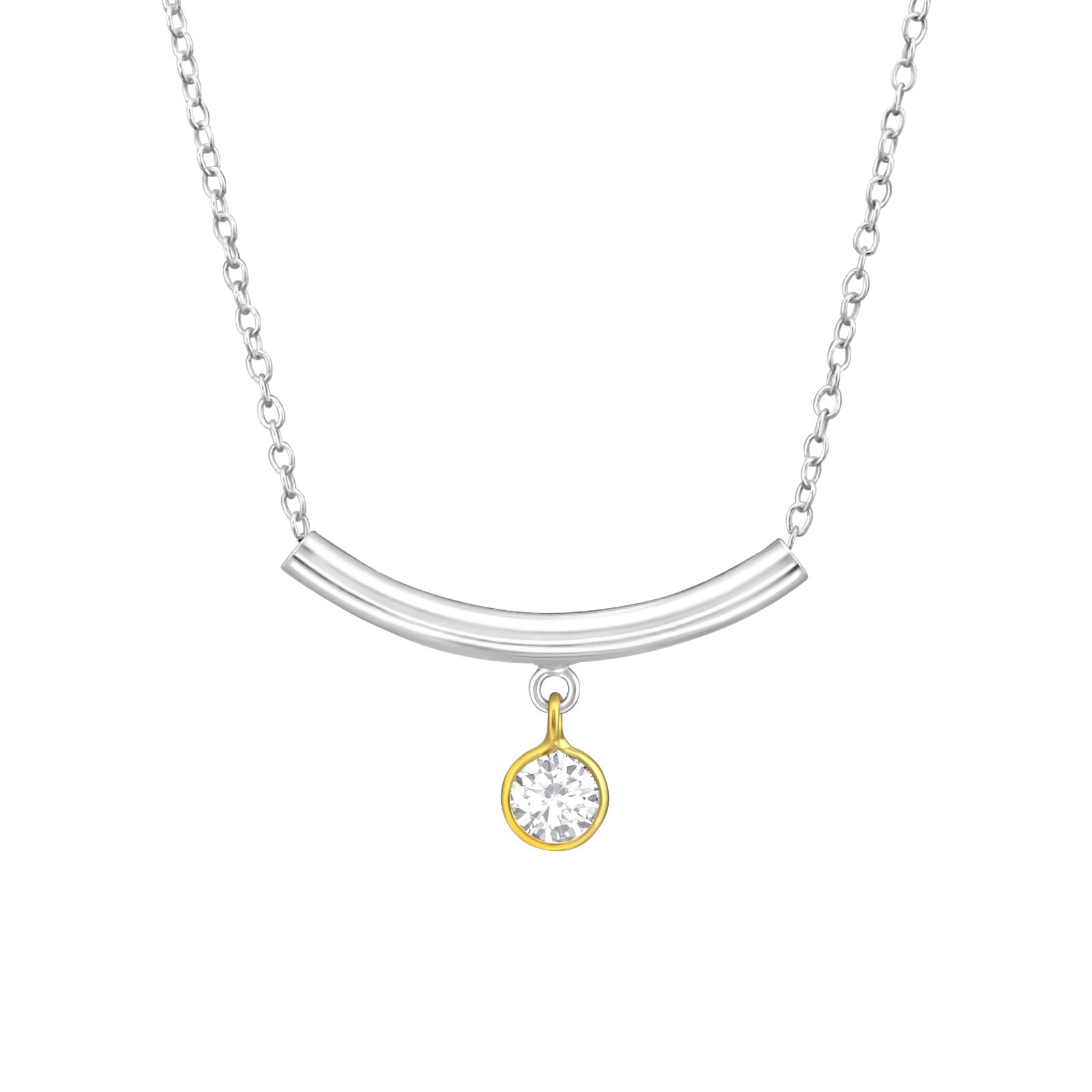 925 Silver Curved Necklace