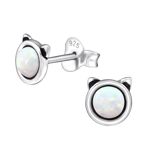925 Silver Cat White Opal