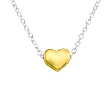925 Silver Gold Heart Necklace