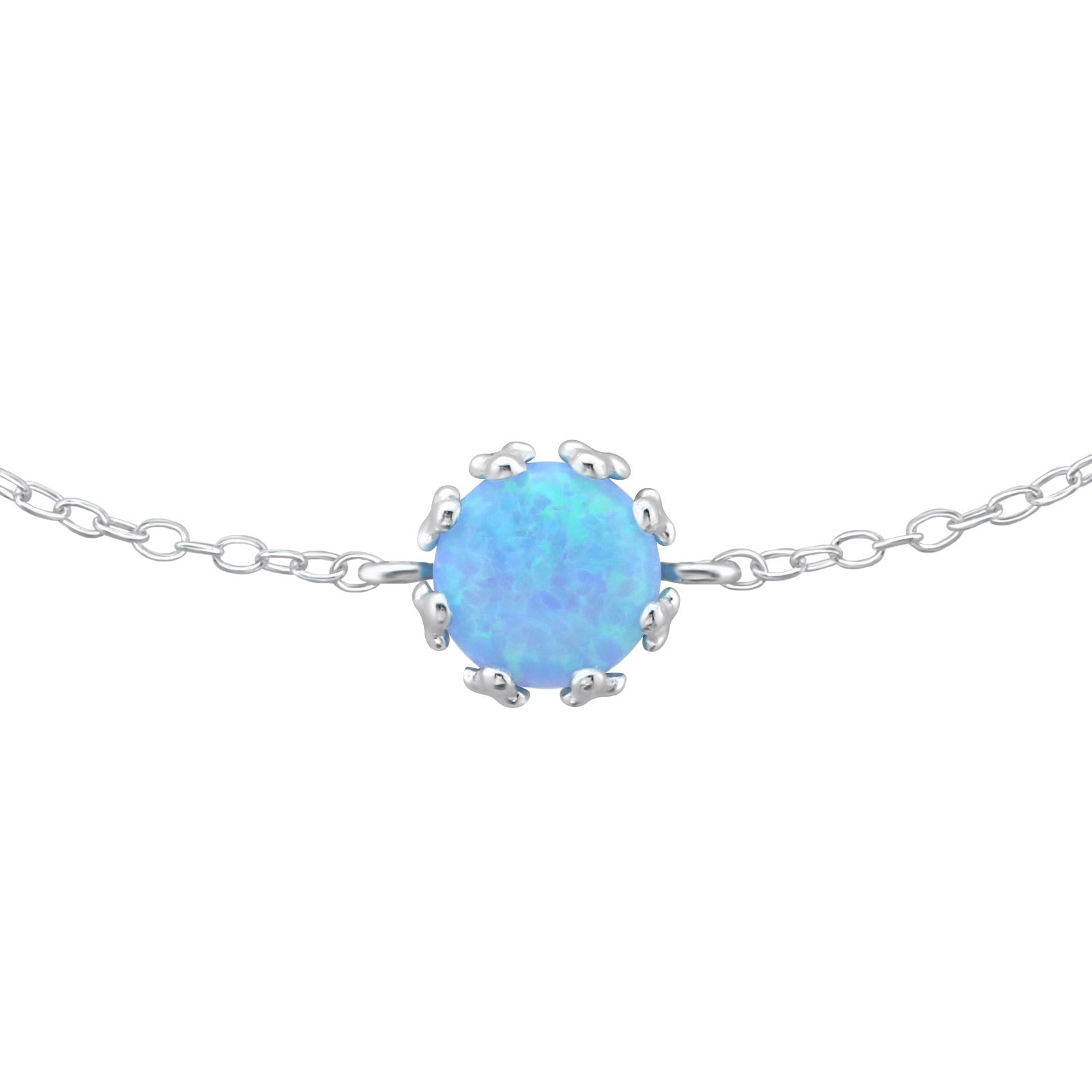 925 Silver Round Opal Bracelet
