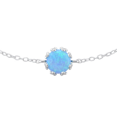 925 Silver Round Opal Bracelet