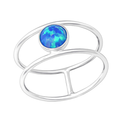 925 Opal Silver Double Line Ring