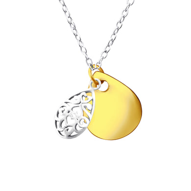 925 Silver Patterned Drop Necklace