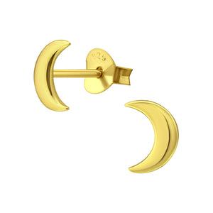 925 Gold Silver Moon Earring