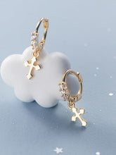 Load image into Gallery viewer, 925 Gold Silver Cross Earring