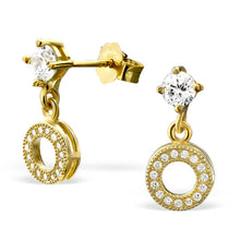 Load image into Gallery viewer, 925 Gold Silver Round Square Earring