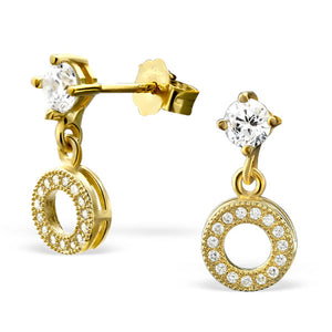 925 Gold Silver Round Square Earring