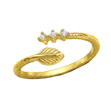 925 Gold Silver Open Leaf Ring