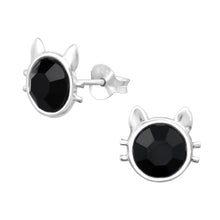 Load image into Gallery viewer, 925 Silver Cat Crystal Earring