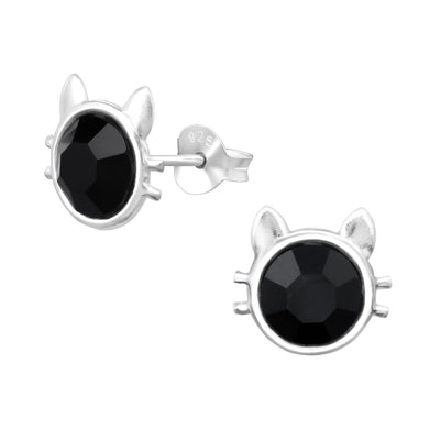 925 Silver Cat Crystal Earring