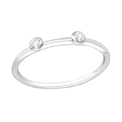 925 Silver Double Stone Ring