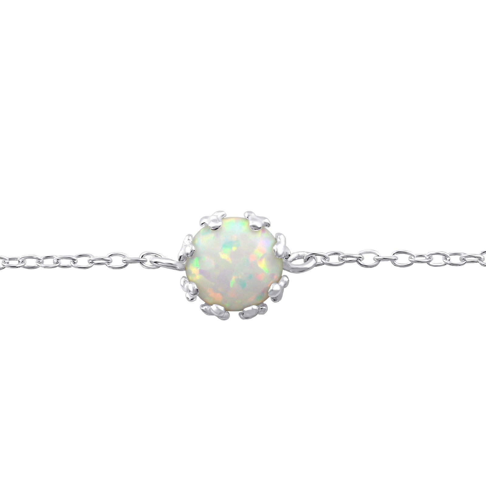 925 Silver Round Opal Bracelet