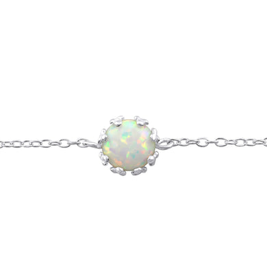 925 Silver Round Opal Bracelet