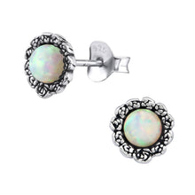 Load image into Gallery viewer, 925 Silver Flower Opal Earring