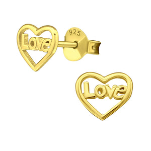 925 Gold Silver Love Heart Earring