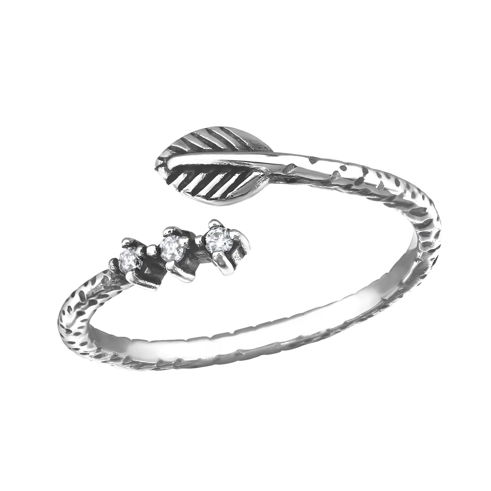 925 Silver Open Leaf Ring