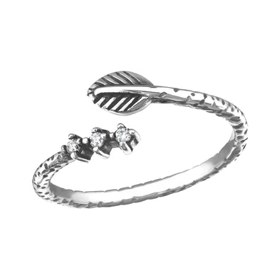 925 Silver Open Leaf Ring