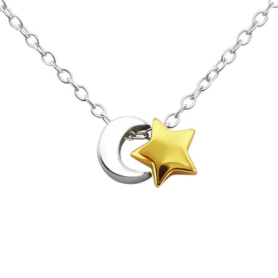 925 Silver Moon Star Necklace